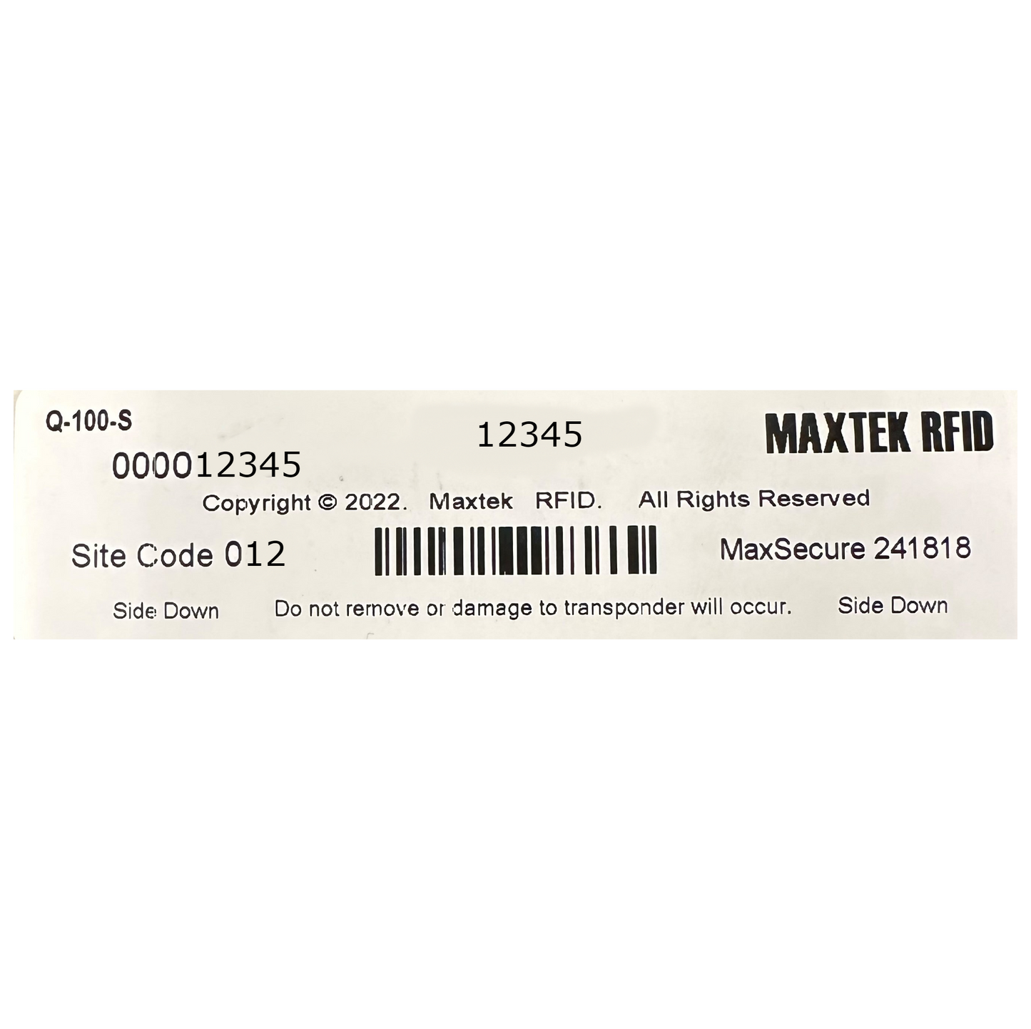 MAXTEX RFID maxsecure 241818 Site code Maxtek RFID tag windshield tag RFID Tag Q-100-S UHF tag Windshield parking tag cloning copy by serial number easy and convenient Maxtek RFID tag