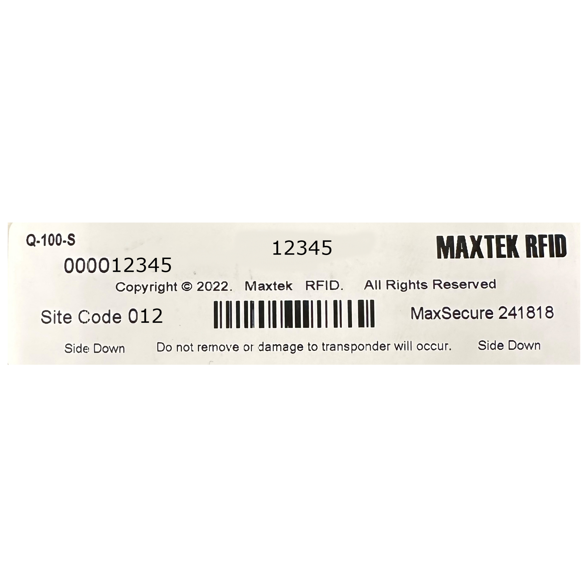 MAXTEX RFID maxsecure 241818 Site code Maxtek RFID tag windshield tag RFID Tag Q-100-S UHF tag Windshield parking tag cloning copy by serial number easy and convenient Maxtek RFID tag